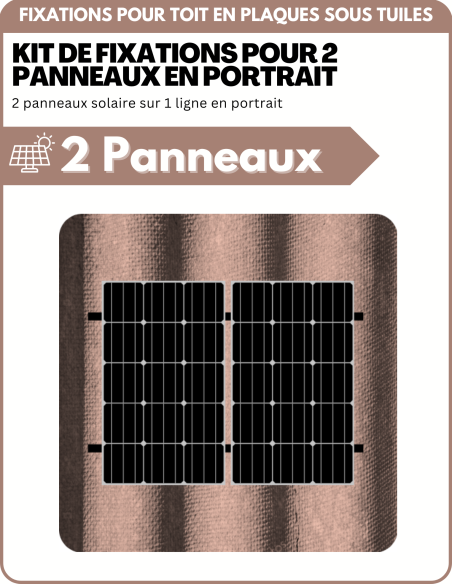 Kit de Fixation 2 panneaux solaire pour toit en plaques sous tuiles (PST) | Orientation : Portrait