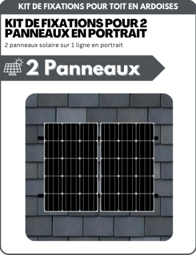 Kit de Fixation 2 panneaux solaires pour toit en ardoises | Orientation : Portrait