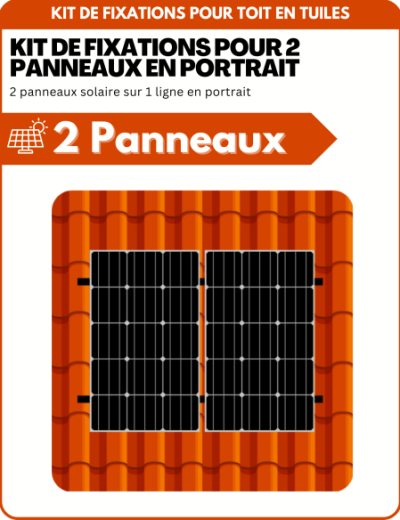 Kit de Fixation 2 panneaux solaires pour toit en tuile | Orientation : Portrait