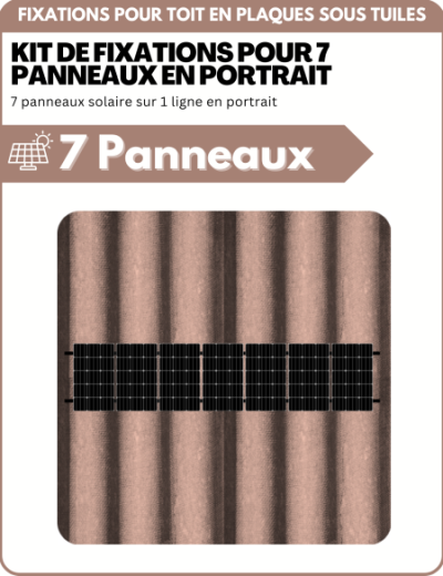 Kit de Fixation 7 panneaux solaire pour toit en plaques sous tuiles (PST) | Orientation : Portrait