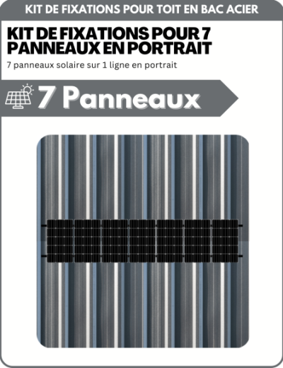 Kit de Fixation 7 panneaux solaires pour toit en bac acier | Orientation : Portrait