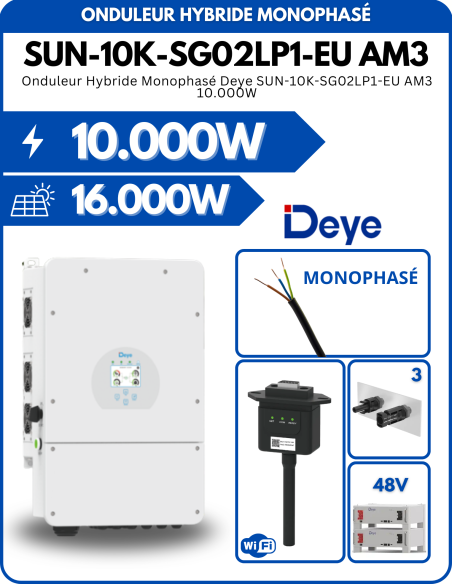 Onduleur Hybride Monophasé Deye SUN-10K-SG02LP1-EU AM3 10.000W