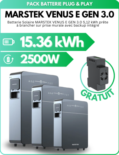 Pack de 3 Batteries Solaire Plug & Play - MARSTEK VENUS E GEN 3.0 - 5.12kWh + Compteur Intelligent